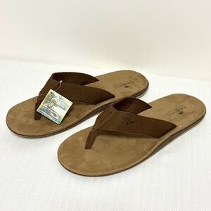 Margaritaville Marlin Flip Flop Sandals Brown Leather Men's Size 14 NEW